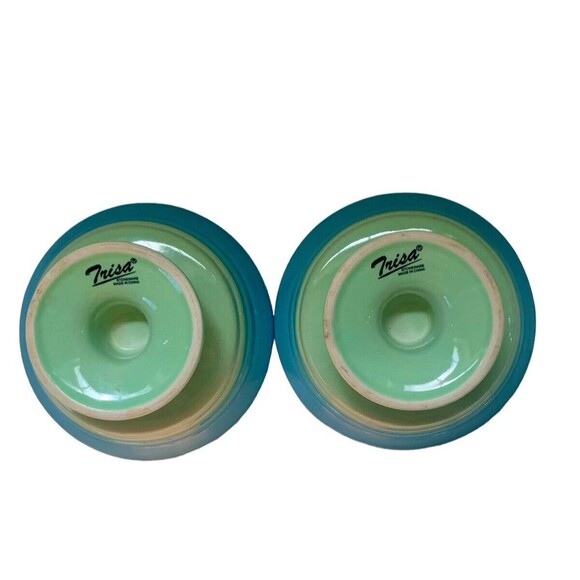 Trisa Stoneware Blue Green Set Of 2 Footed Ice Cream Dessert Bowls - Picture 5 of 6